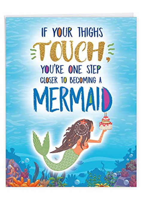 NobleWorks - Mermaid Thighs - Hilarious Womens Happy Birthday Greeting Notecard with Envelope Big 8_5 x 11 Inch J7206BDG-US NobleWorks - Mermaid Thighs - Hilarious Womens Happy Birthday Greeting Notecard with Envelope Big 8_5 x 11 Inch J7206BDG-US