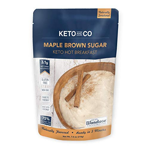 Keto Hot Breakfast by Keto and Co  Maple Brown Sugar Flavor  Just 3_1 Net Carbs Per Serving  Gluten free Low Carb No Added Sugar Naturally Sweetened  8 Servings - Maple Brown Sugar