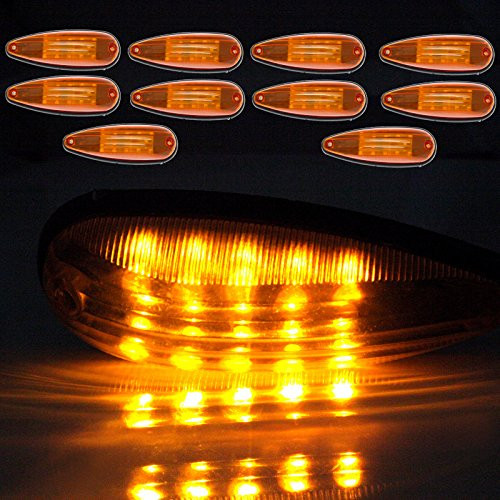 ECCPP 10 Pcs Yellow Tear Drop LED Marker Light 20-leds