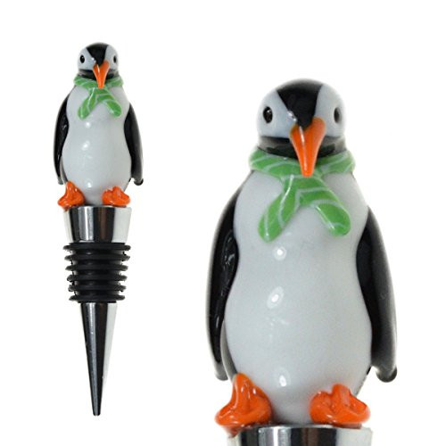 Glass Penguin Wine Bottle Stopper (20+ Designs to Choose From) - Colorful, Unique, Handmade, Eye-Catching Decorative Glass Wine Bottle Stopper ... (Penguin)