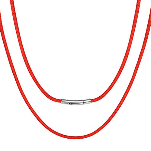 ChainsPro Red Necklace Chains for Women 3mm 16 Choker for Women Boys Girls Braided Leather Chain