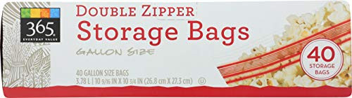 365 Everyday Value Double Zipper Storage Bags Gallon Size 40 ct