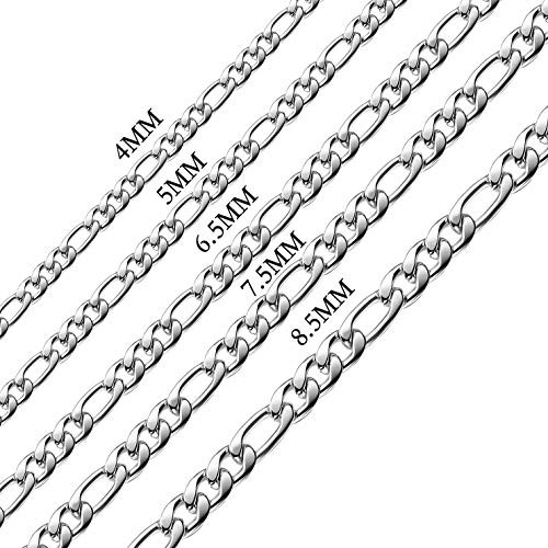 16 Inches Figaro Chain Necklace 6_5MM Stainless Steel Figaro Link Chain for Men Women