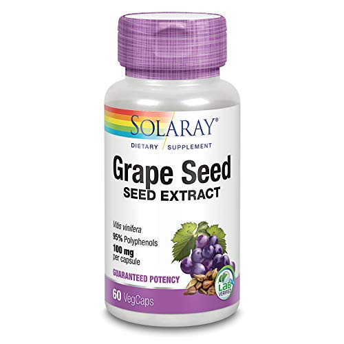 Solaray Grape Seed Extract 100 mg Plus Bioflavonoid Complex  Healthy Cardiovascular  and  Blood Vessel Support  60 VegCaps