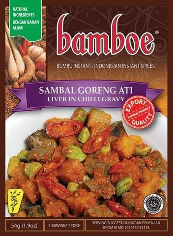 Bamboe Bumbu Instant Sambal Goreng Ati - Liver in Coconut Gravy 54 Gram Pack of 3