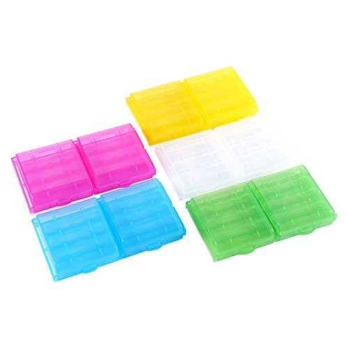 Richer-R Battery Storage Box5 Colors Multifunctional Transparent Hard Plastic Case Holder Storage Box for AA AAA Battery 10PCS