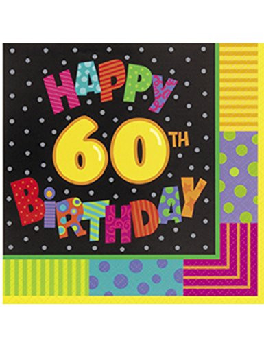 Unique Infinite Birthday Age 60 Luncheon Napkins 6_5 16 Ct_
