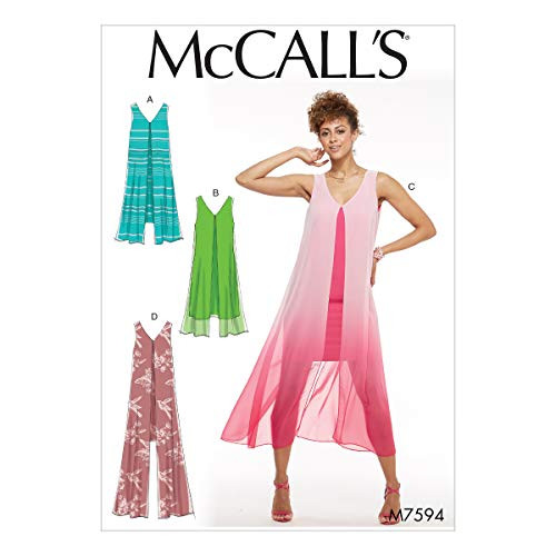 McCalls Misses Sleeveless V-Neck Pullover Dresses With Overlay Pattern 14-16-18-20-22 McCalls Misses Sleeveless V-Neck Pullover Dresses With Overlay Pattern 14-16-18-20-22