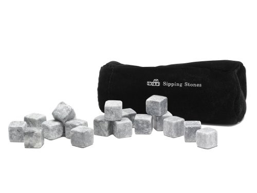Whisky Sipping Stones - Set of 18 Grey Whiskey Chilling Rocks - Pure Soapstone