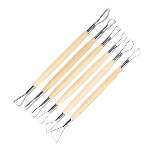 6Pcs Clay Sculpting Tools Wooden Handle Double Ended Wax Carving Clay Sculpting Tools Set Pottery Modelling Shaping Craft Kit