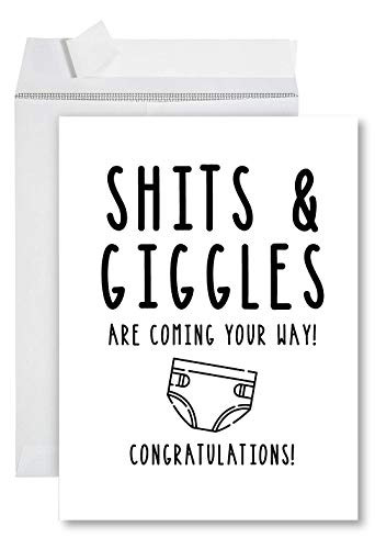 Funny Jumbo Baby Shower Card With Envelope 8_5 x 11 inch Funny Greeting Card Shits  and  Giggles