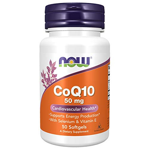 NOW Supplements CoQ10 50 mg Pharmaceutical Grade All-Trans Form produced by Fermentation 50 Softgels