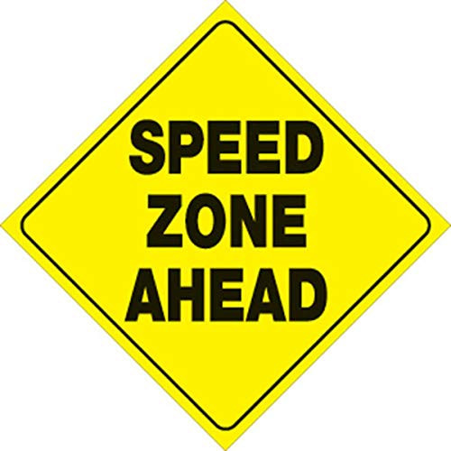 VOSS SIGNS Yellow Plastic Reflective Sign 12 Speed Zone Ahead 1