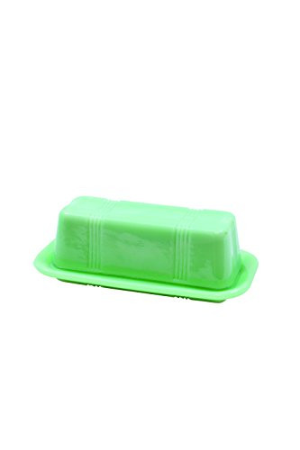 Tablecraft HJ124 Jadeite Glass Collection Butter Dish, 6.75 x 3.25 x 2.25, Green