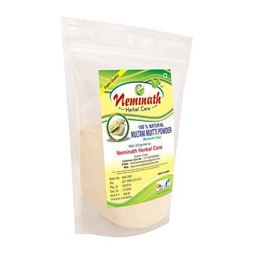100% Natural Multani Mitti FULLERS EARTH Powder to REMOVE SUN TAN NATURALLY by Neminath Herbal Care 12 lb  8 ounces  227 g