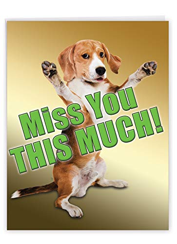 NobleWorks - Jumbo I Miss You Card with Envelope 8_5 x 11 Inch - Thinking of You Greeting Card Pet Dog - Miss You This Much Dog J2232MYG