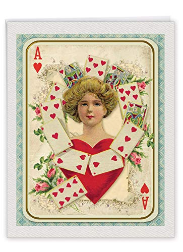 All Decked Out - Happy Mothers Day Card with Envelope Extra Large 8_5 x 11 Inch - Elegant Mom the Queen Of Hearts Greeting Card - Mother Day Stationery Notecard from Children J2381AMDG