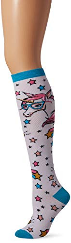K_ Bell Womens Novelty Animal Knee High Socks White Unicorn Shoe Size 4-10