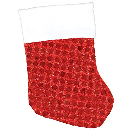 amscan Santa Mini Fabric Stocking Value Pack 6 Ct_  Christmas Decoration