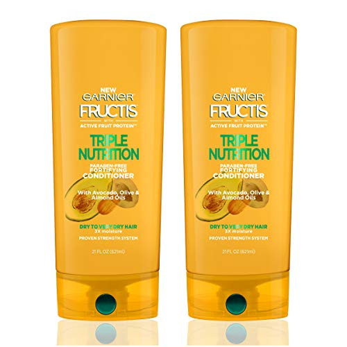 Garnier Hair Care Fructis Triple Nutrition Conditioner For Dry to Very Dry Hair Nourishing and Moisturizing Conditioner Made With Avocado Olive and Almond Oils 22 Fl Oz 2 Count