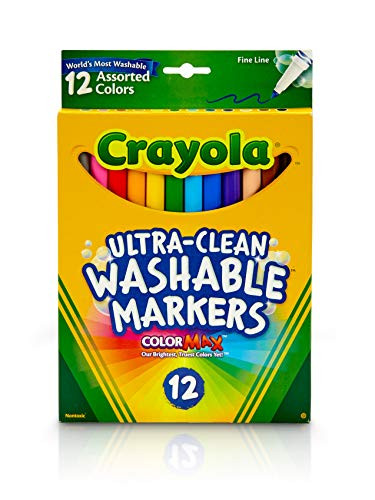 Crayola Ultra Clean Washable Markers Fine Line Marker Set Gift for Kids 12 Count