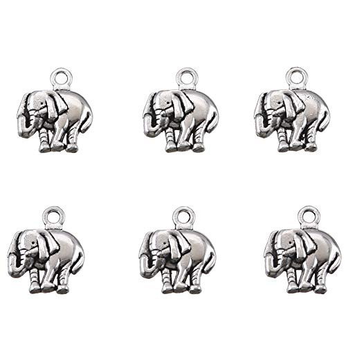 100pcs Vintage Antique Silver Alloy Animal Elephant Charms Pendant Jewelry Findings for Jewelry Making Necklace Bracelet DIY 16x13mm 100pcs 100pcs Vintage Antique Silver Alloy Animal Elephant Charms Pendant Jewelry Findings for Jewelry Making Necklace Bracelet DIY 16x13mm 100pcs