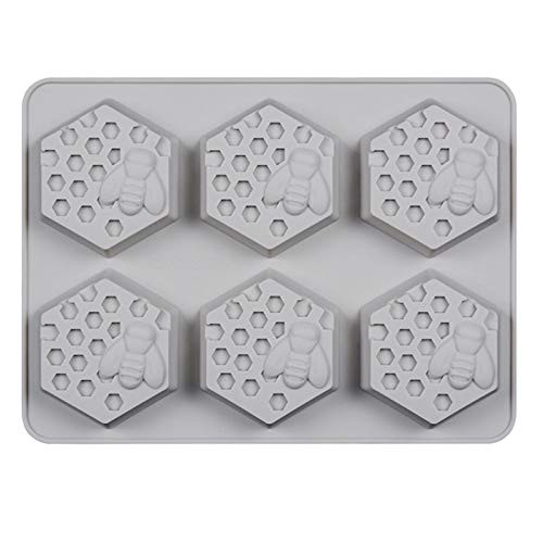6-Cavity Bee Honeycomb Shaped 3D Soap Molds Silicone Bee Hive Mould Tray for Homemade DIY Making Cake Mousse Jelly Candy Chocolate
