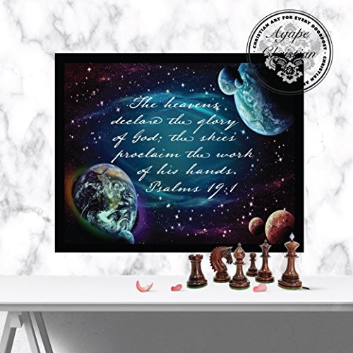 The Heavens Declare The Glory of God  Psalm 191  Christian Wall Art  Scripture Art  Christian Gifts  Christian Decor  Bible Verses 8x10
