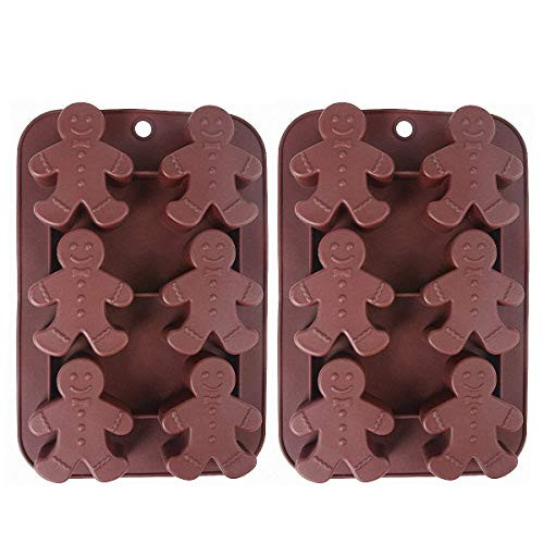 2-Pack Christmas Gingerbread Man Molds - MoldFun Silicone Mold for Baking Gingerbread Cake Muffin Cookie Making Chocolates Ice Cubes Jello Shots Soaps Lotion Bar Bath Bomb Random Color