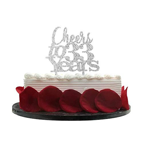 Cheers to 33 Years Cake Topper 33rd Birthday Wedding Anniversary Retirement Party Bunting Sign Decorations Photo Props-Silver