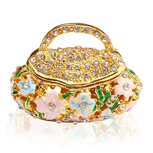 YUFENG Hinged Trinket Box Jeweled Hand-painted Patterns Jewelry Box Bejeweled Box Collectible for Women (basket)