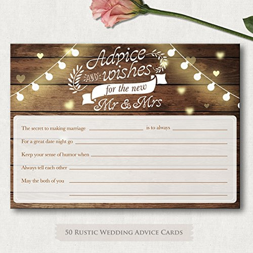 50 4x6 Rustic Wedding Advice & Well Wishes For The Bride and Groom Cards, Reception Wishing Guest Book Alternative, Bridal Shower Games Card Marriage Advice Bride To BeFor Mr & Mrs