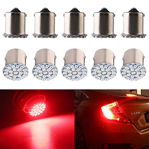 EverBrightt 10-Pack Red 1156 BA15S 1206 22SMD Led Turn Signal Light Auto Car Cornering Lamp DC 12V