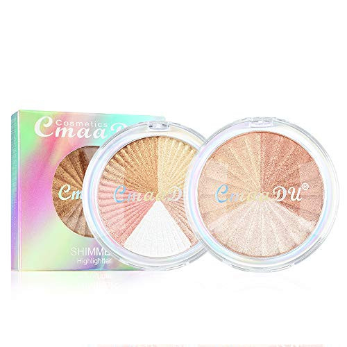 Ownest 2Pcs 8 Colors Highlighter Palette Enhanced Silhouette Contour Professional Makeup Powder Multi-Color Baking Powder High-Gloss Powder Bronzer Highlighter Powder Palette