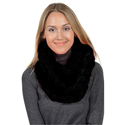 Basico Infinity Scarf  Winter Crochet Knit Scarf in One Size Black