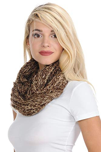 Basico Infinity Scarf  Winter Crochet Knit Scarf in One Size Brown