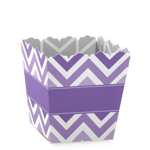 Big Dot of Happiness Chevron Purple - Party Mini Favor Boxes - Baby, Bridal Shower or Birthday Party Treat Candy Boxes - Set of 12