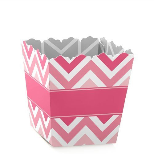 Big Dot of Happiness Chevron Pink - Party Mini Favor Boxes - Baby, Bridal Shower or Birthday Party Treat Candy Boxes - Set of 12