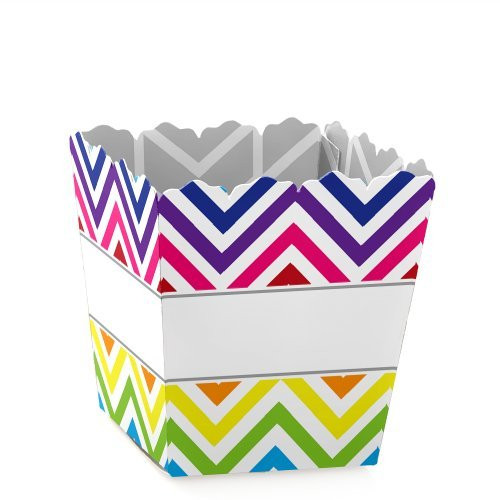 Big Dot of Happiness Chevron Rainbow - Party Mini Favor Boxes - Baby, Bridal Shower or Birthday Party Treat Candy Boxes - Set of 12