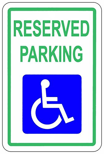 PVC Reserved Parking Sign Handicap Parking Sign with Picture of Wheelchair Sign Weatherproof Weather Resistant Size 9x12-Perfect for Outdoor Use