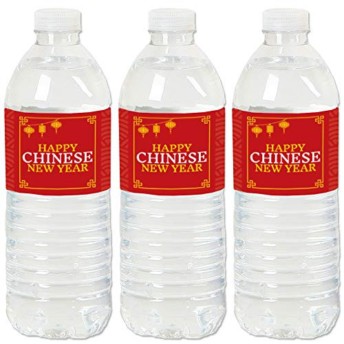 Big Dot of Happiness Chinese New Year - Year of The Ox Party Water Bottle Sticker Labels - Set of 20