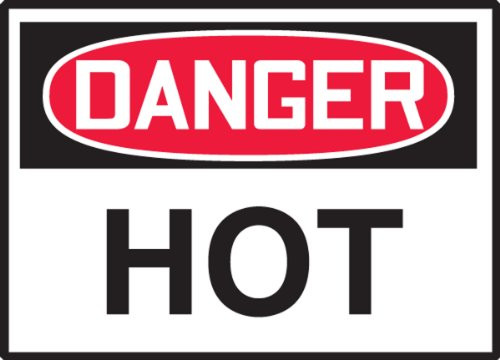 Accuform Signs LCHL293VSP Safety Label Legend DANGER HOT 3_5 Length x 5 Width x 0_004 Thickness Adhesive Vinyl RedBlack on White Pack of 5