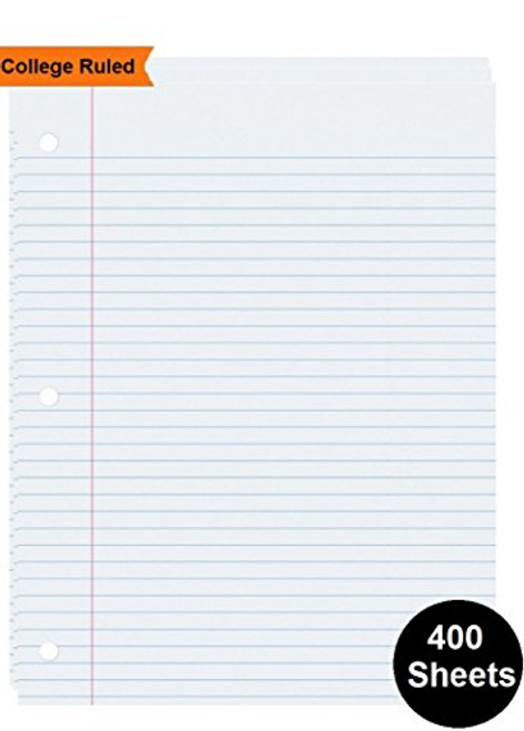 1InTheOffice College Ruled Filler Paper, 8 1/2" x 11", 400 Sheets (400 Sheets)