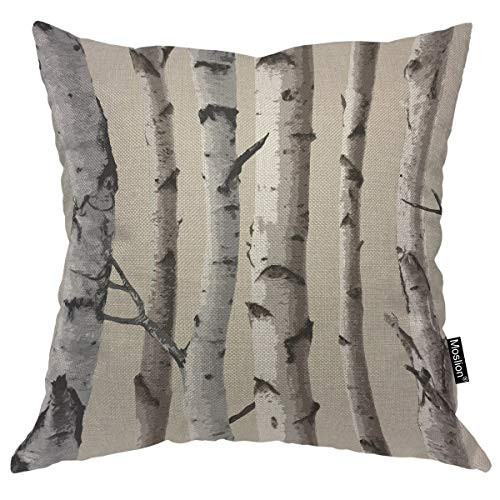 Moslion Throw Pillow Cover Birch 18x18 Inch Tree Trunk Nature Forest Square Pillow Case Cushion Cover for Home Car Decorative Cotton Linen