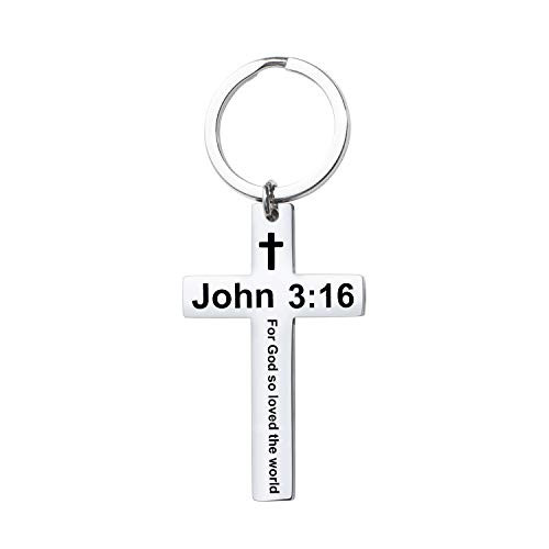 Ldurian Bible Verse John 316 for God So Loved The World Pendant Keychain Religious Jewelry Inspirational Christian Gift