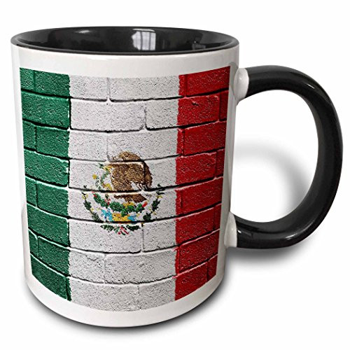 3dRose (mug_156940_4) National flag of Mexico painted onto a brick wall Mexican - Two Tone Black Mug, 11oz 3dRose (mug_156940_4) National flag of Mexico painted onto a brick wall Mexican - Two Tone Black Mug, 11oz