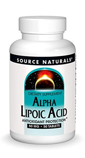 Source Naturals Alpha Lipoic Acid 50 mg Supports Healthy Sugar Metabolism Liver Function and Energy Generation - 50 Tablets Source Naturals Alpha Lipoic Acid 50 mg Supports Healthy Sugar Metabolism Liver Function and Energy Generation - 50 Tablets