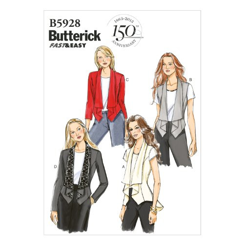BUTTERICK PATTERNS B5928 Misses Vest and Jacket Sewing Template Size A5 6-8-10-12-14