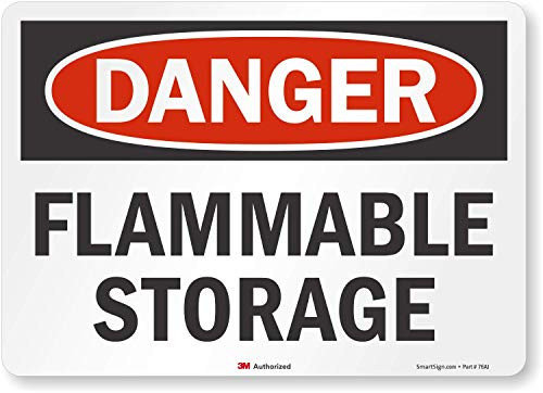 Smartsign U3-1508-RD-14X10Danger Flammable Storage Reflective Self-Adhesive Decal 14 x 10