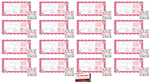 16 Pack Floral Tea Time Party Activity Placemats with Sticker Sheets Plus Party Planning Checklist by Mikes Super Store